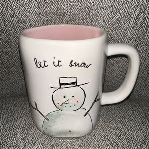New RAE DUNN Holiday Christmas "LET IT SNOW" Snowman Mug With Pink By Magneta